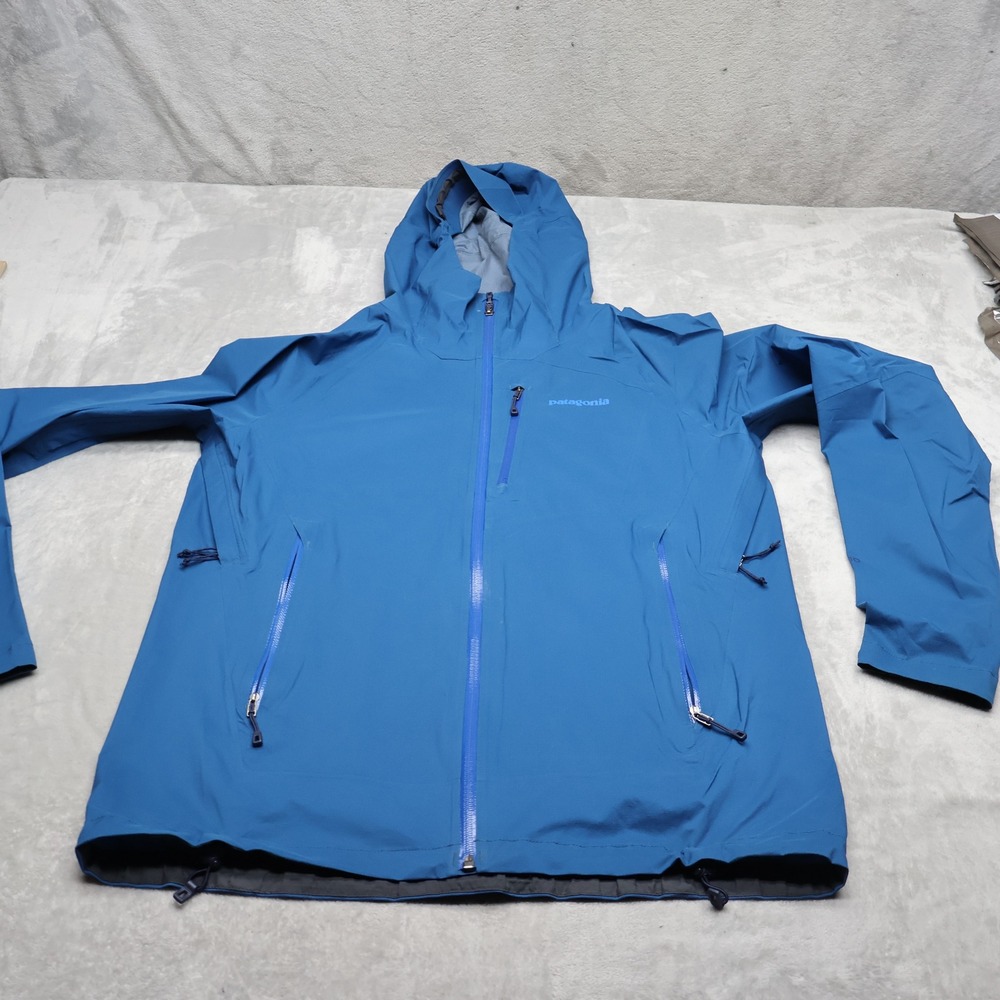Patagonia Jacket Mens Medium Blue Stretch Rainshadow Full Zip Waterproof Hooded